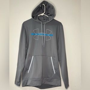 Grey Under Armour Hoodie Blue Print Wording